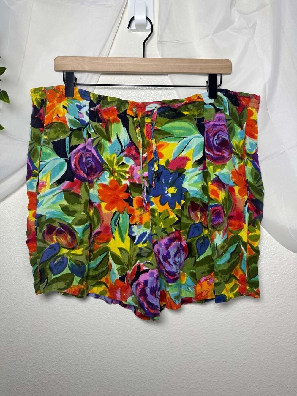 Boom Vintage 90s Floral Rayon Drawstring Vacation Beach Resort Shorts